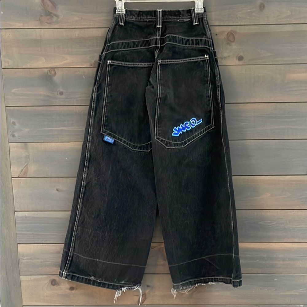 Vintage JNCO Black Wide-Leg Jeans with JNCO Embroidery